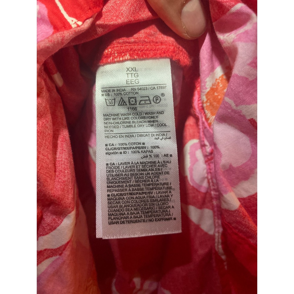 Old Navy Womens XXL Red Pink Floral Cotton Cut-Out Button Front Midi Dress - Picture 4 of 4